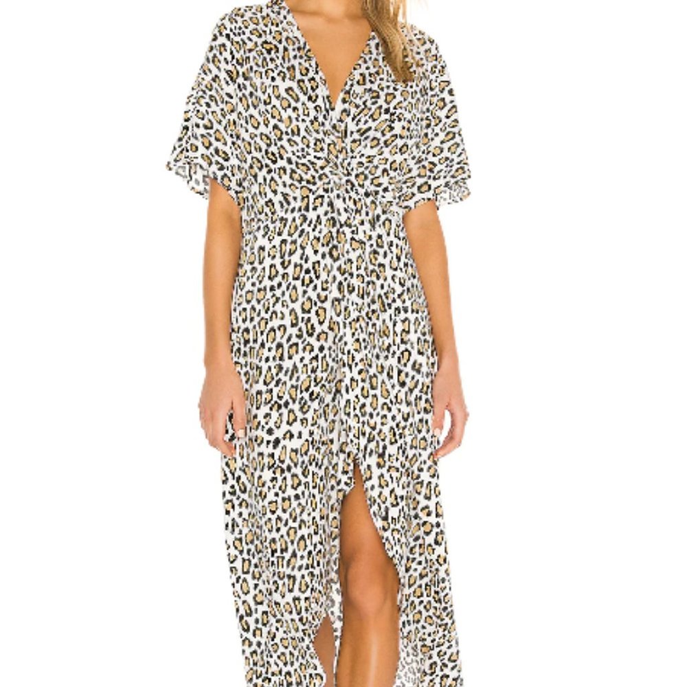 Show Me Your Mumu Leopard Print Get Twisted Midi Dress